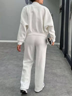 Baseball Collar Zip Up Outerwear Drawstring Pants Set (6)