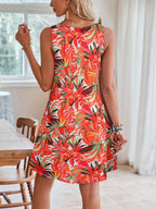 Lace Detail Printed V-neck Sleeveless Dress (12)