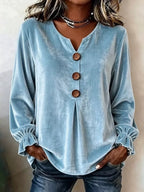 Velvet Flounce Sleeve Blouse