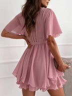 Surplice Flutter Sleeve Mini Dress (5)