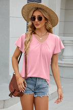 V-neck Short Sleeve T-shirt (24)