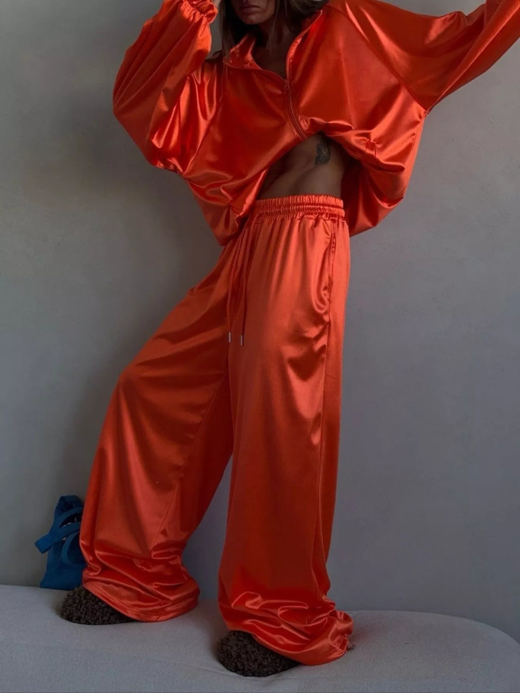 Zip Up Raglan Sleeve Jacket Pants Set (9)