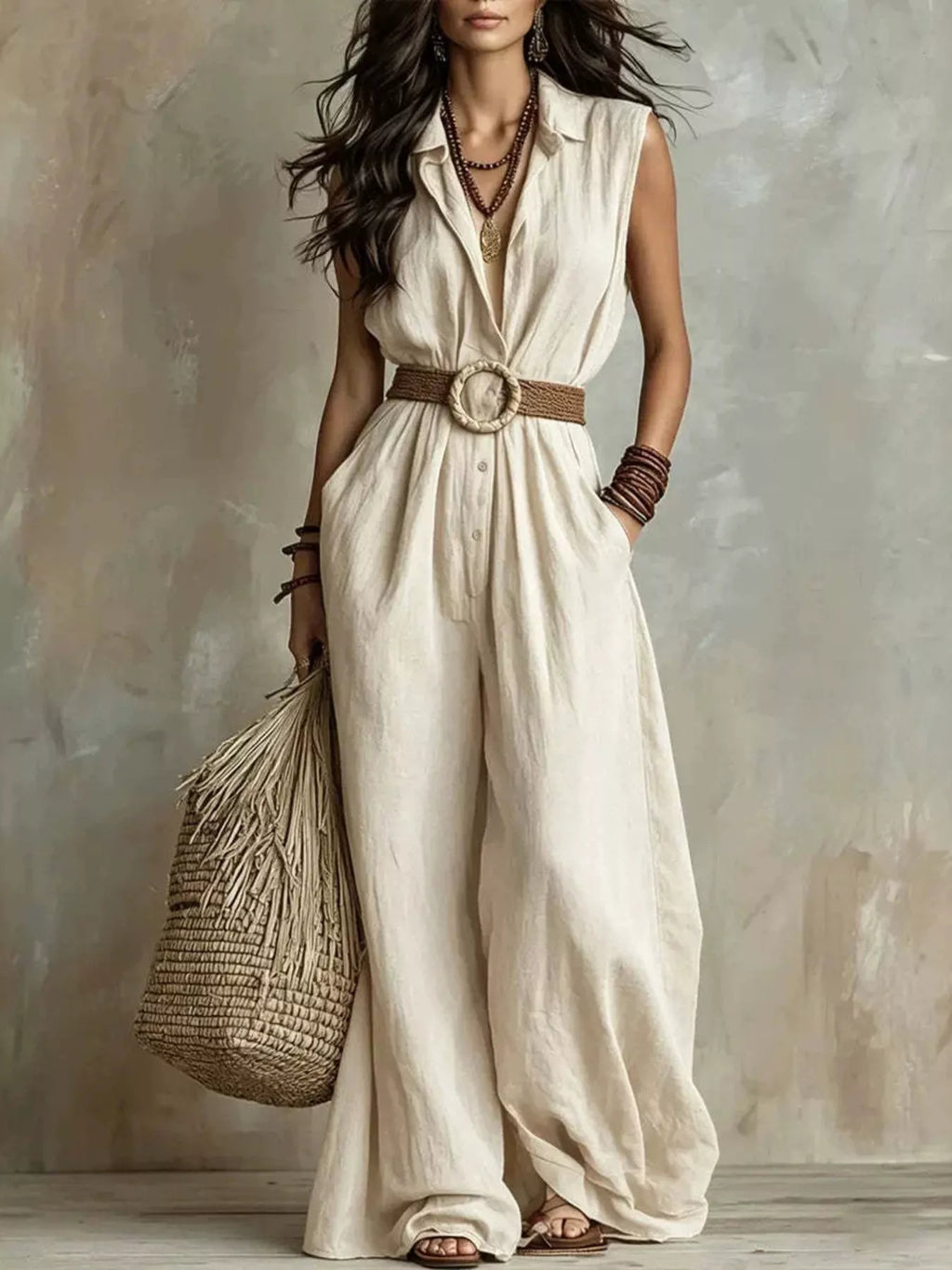 Full Size Sleeveless Wide Leg Jumpsuit Plus