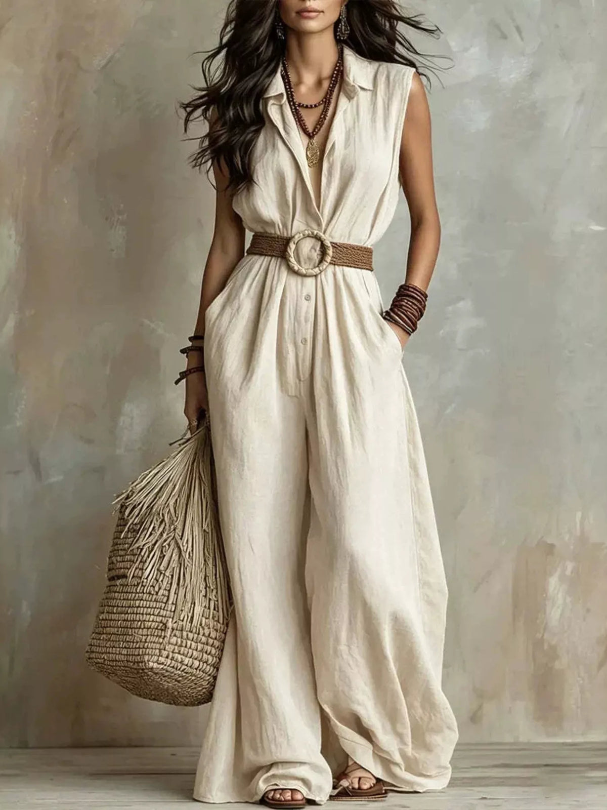 Full Size Sleeveless Wide Leg Jumpsuit Plus