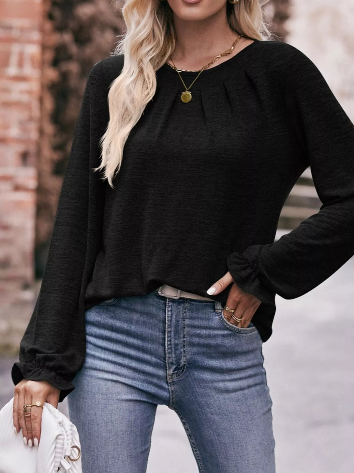 Ruffle Cuff Long Sleeve T-shirt (20)