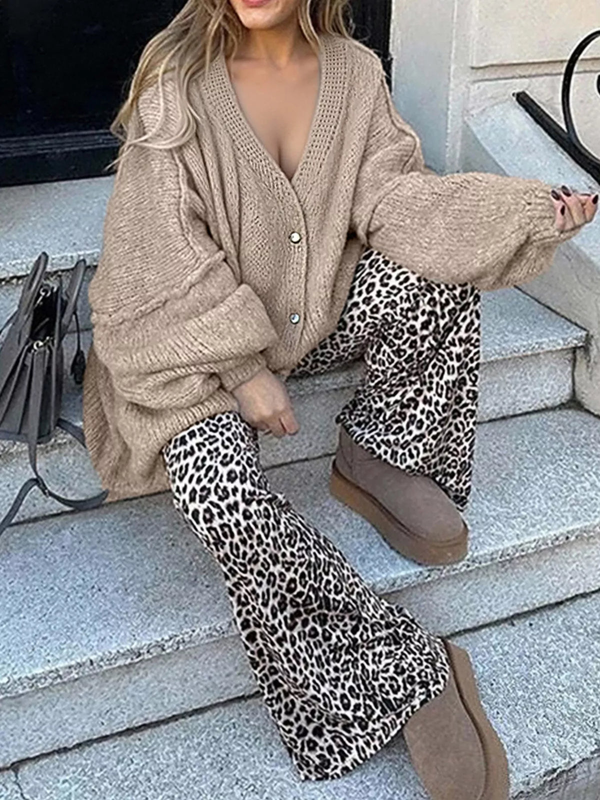 Oversized Knit Button Up Cardigan (11)