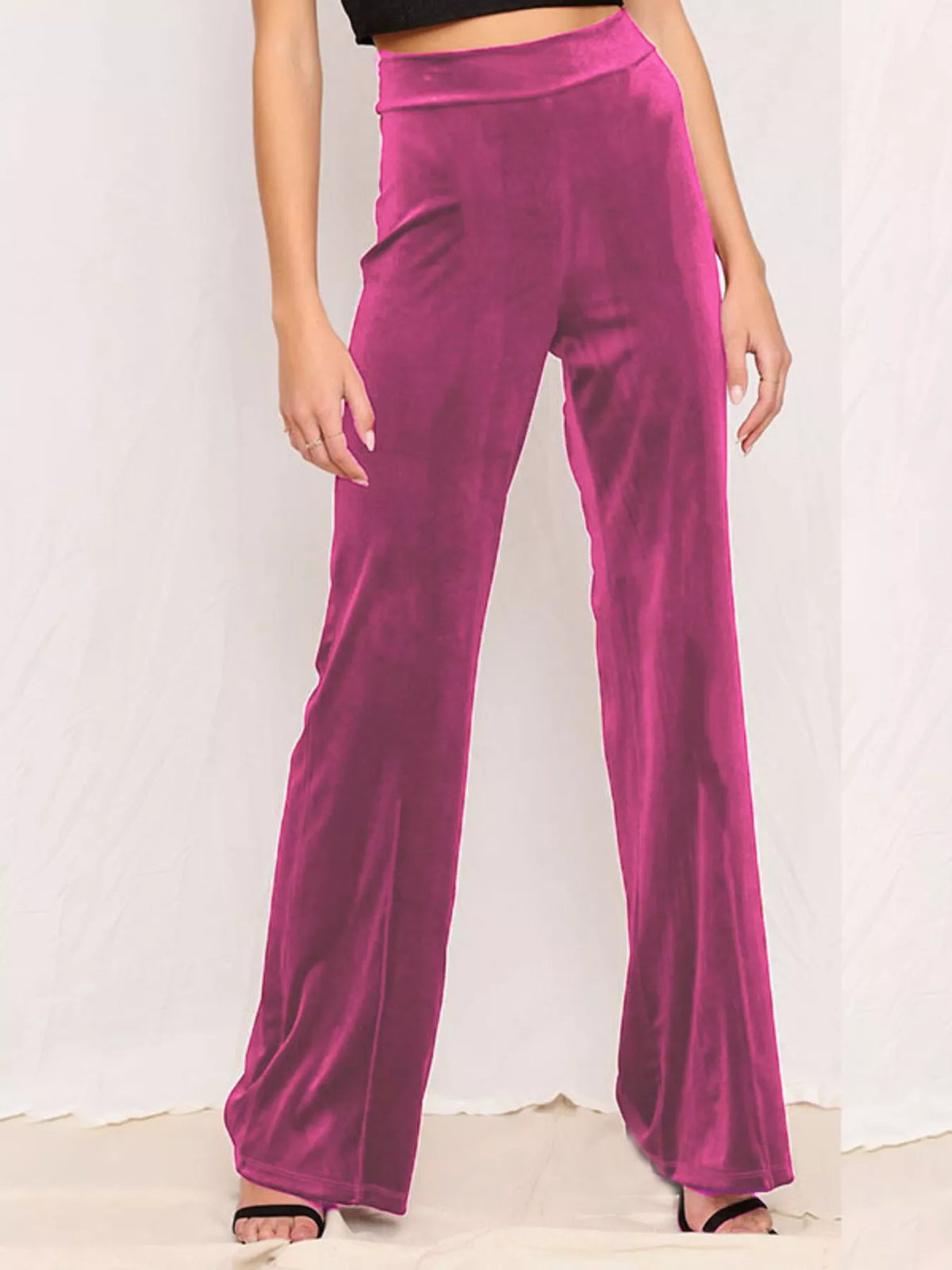 Full Size Velvet Wide Leg Pants Plus