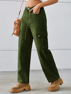 Drawstring Mid-rise Waist Straight Cargo Jeans (8)