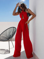 Wide Leg Cutout Halter Neck Jumpsuit (15)