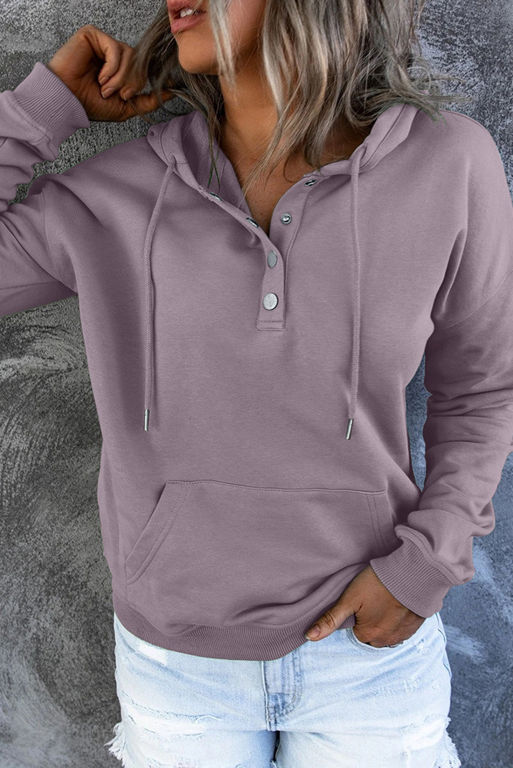 Dropped Shoulder Long Sleeve Hoodie Pocket (8)
