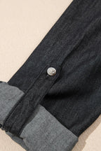 Pocketed Collared Neck Long Sleeve Denim Top (17)