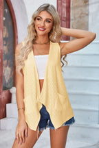 Eyelet Open Front Sleeveless Cardigan (14)