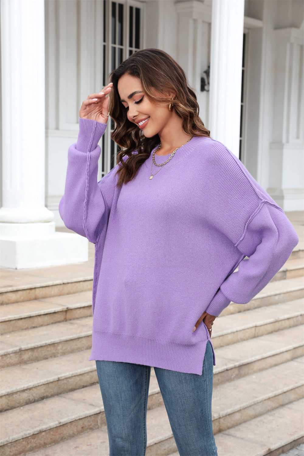 Round Neck Long Sleeve Sweater (14)