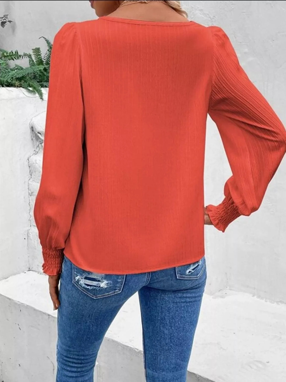 Lace Trim Long Sleeve Blouse (10)