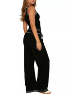 Scoop Neck Tank Top Drawstring Pants Set (2)