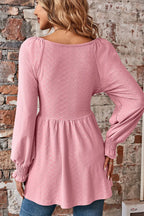 Peplum V-neck Long Sleeve Blouse (12)