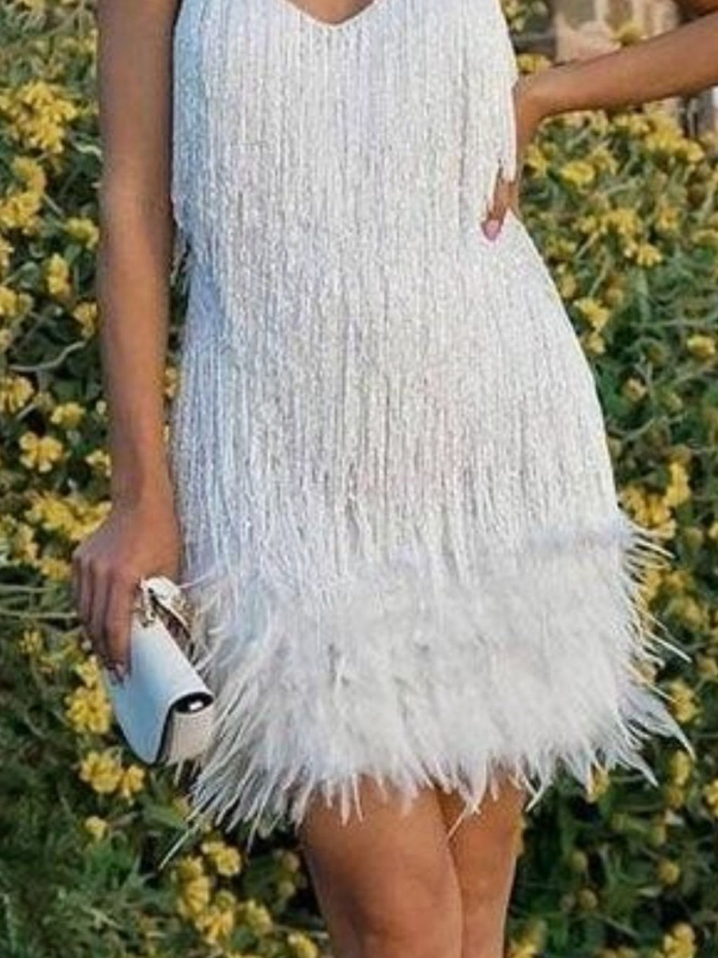 Fringe Feather Hem Mini Dress (8)