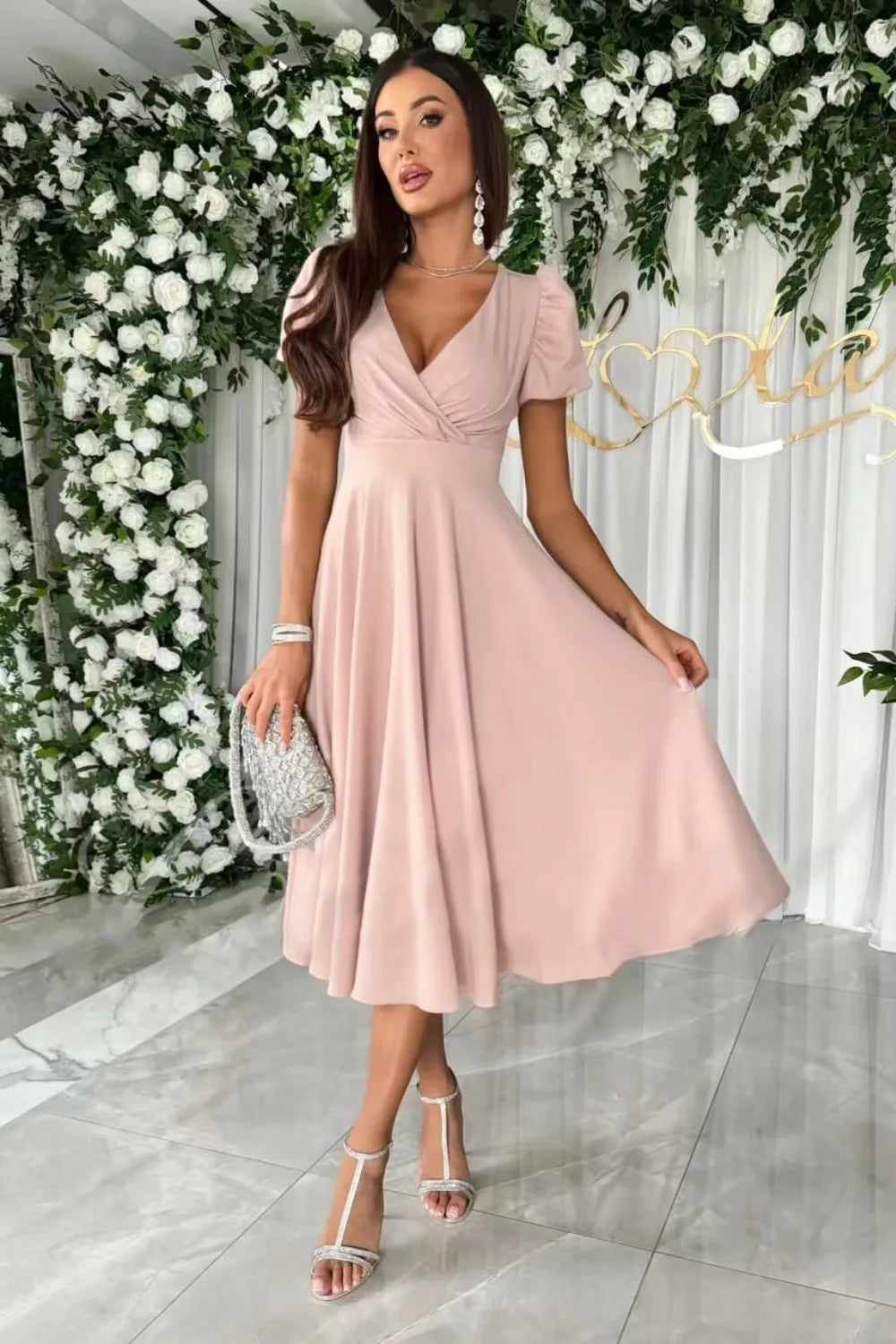 Surplice Puff Sleeve Midi Dress (10)