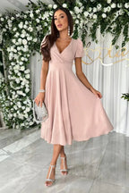 Surplice Puff Sleeve Midi Dress (10)