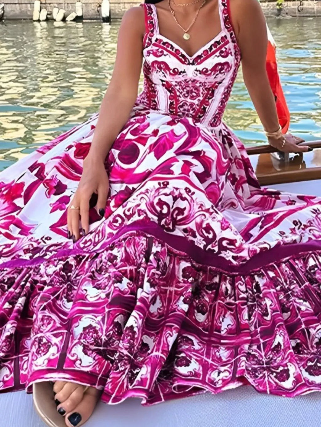Smocked Printed Wide Strap Dress (13)