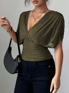 Ruched Surplice Short Sleeve Top (4)