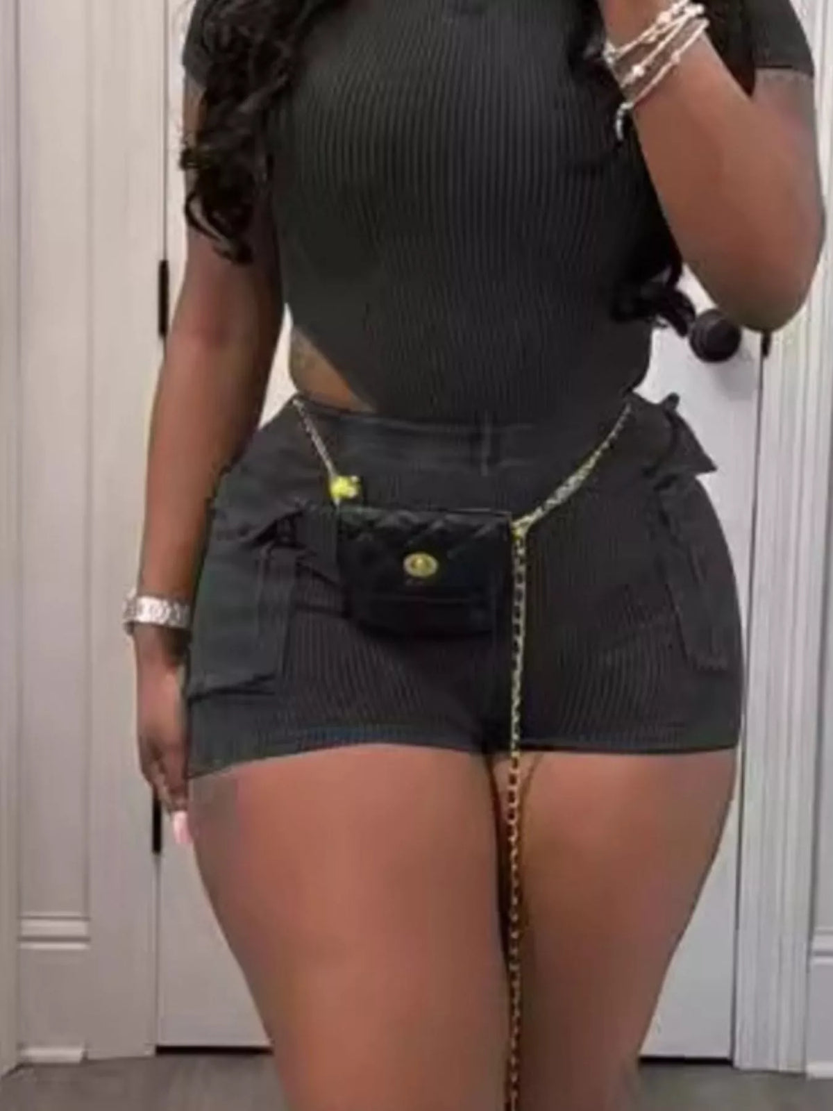Ribbed Knit Bodysuit Shorts Set (10)