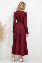 Swiss Dot Tied Surplice Flounce Sleeve Dress (5)