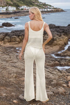 Hollow Out Round Neck Top Pants Sweater Cover Up Set (3)