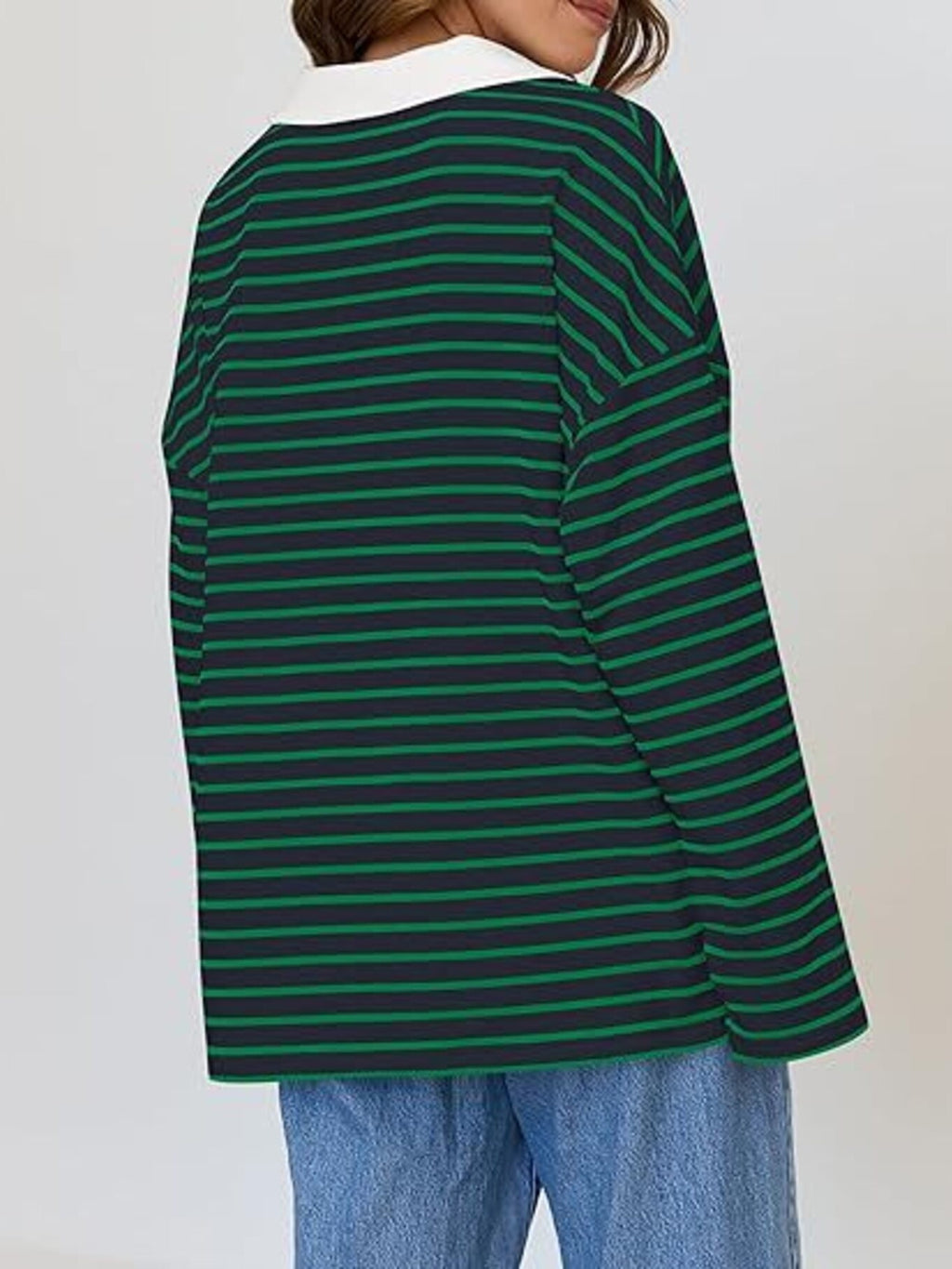 Striped Contrast Collar Long Sleeve Top (22)