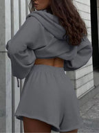 Oversized Zip-up Hoodie Shorts Set (17)