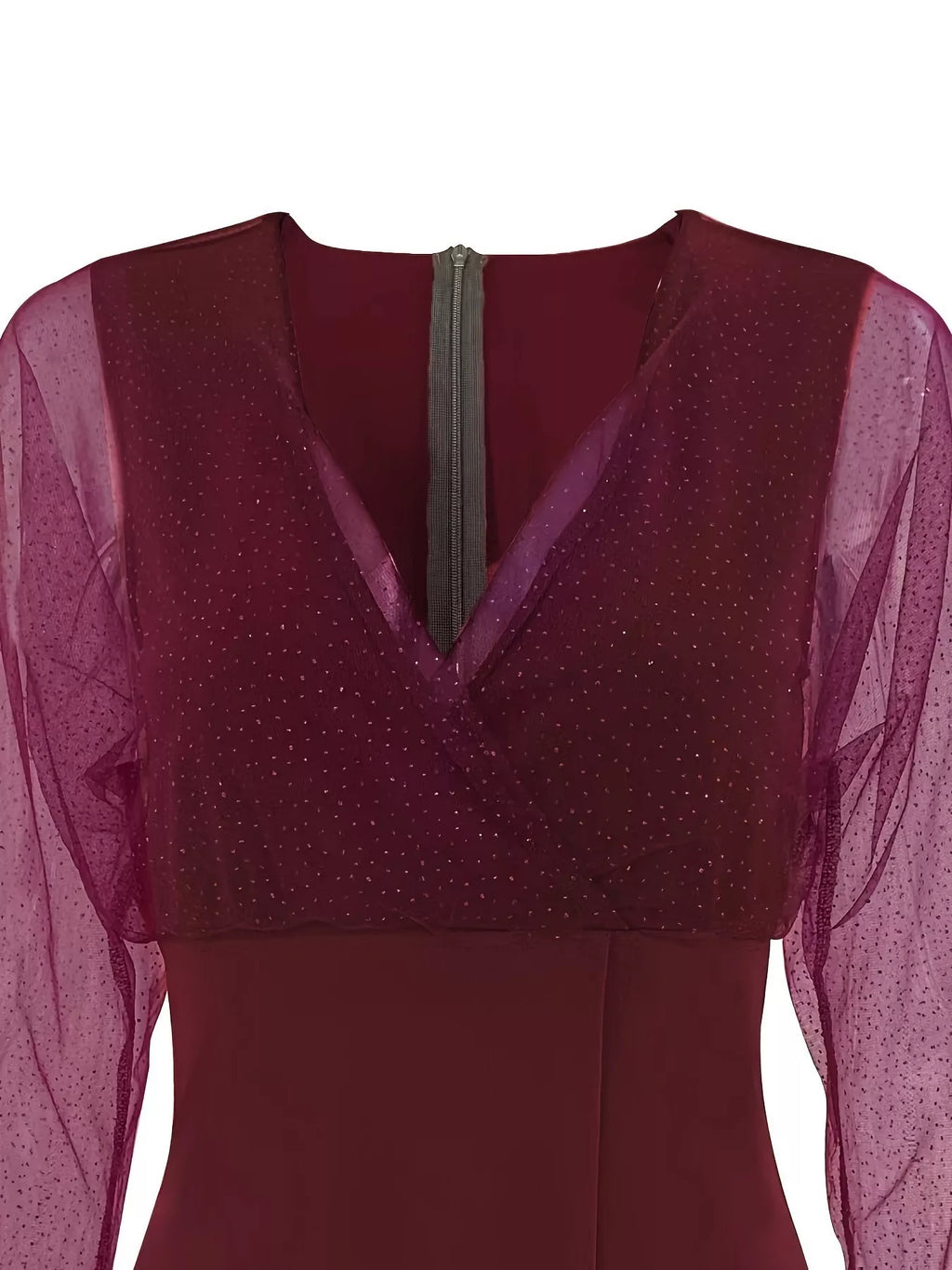 Glitter Mesh Long Sleeve Mini Dress (5)