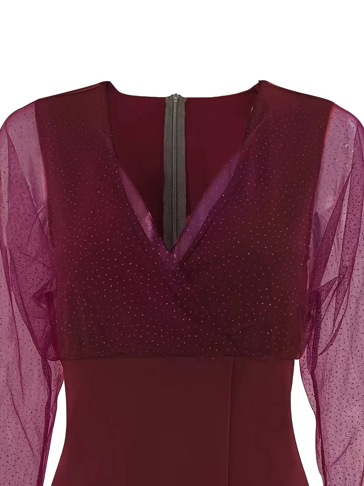 Glitter Mesh Long Sleeve Mini Dress (5)