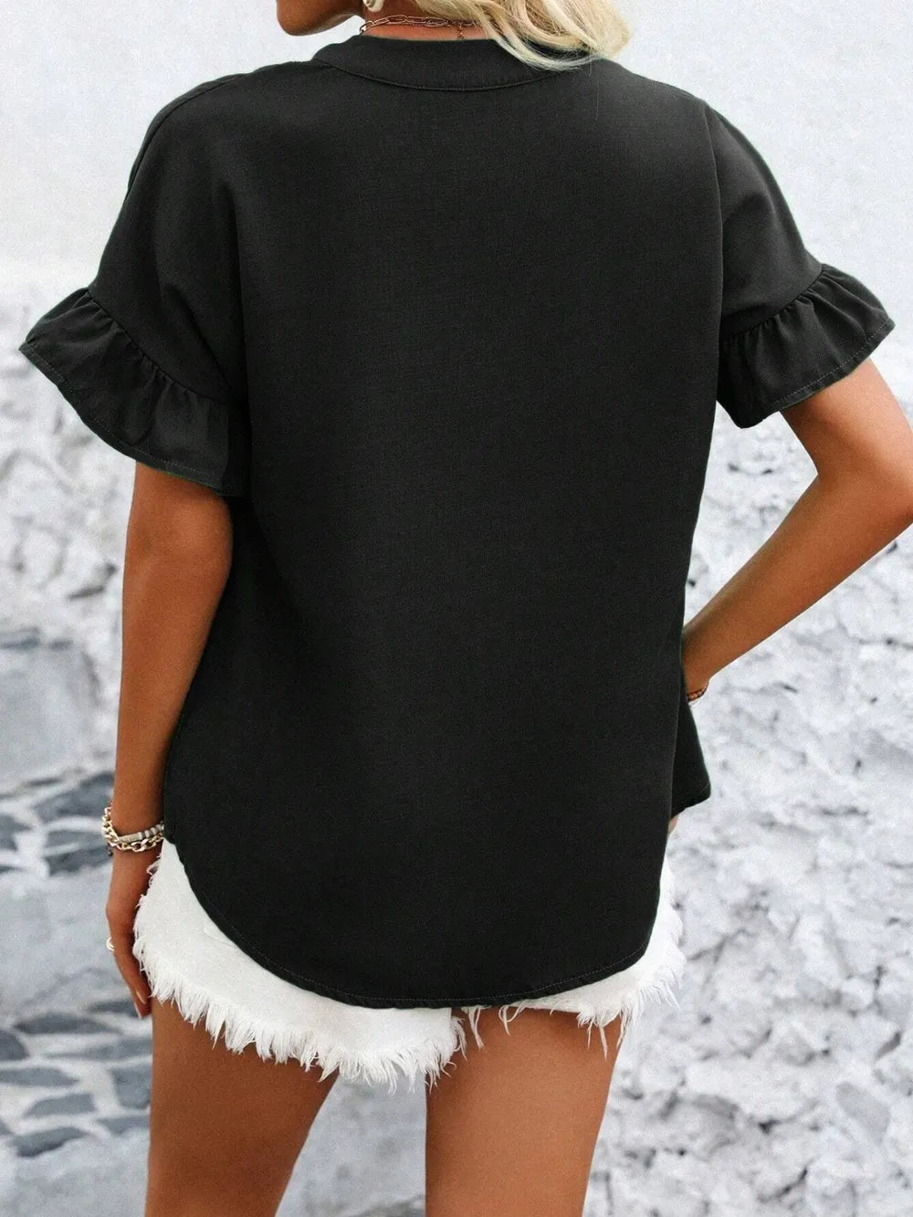 Button Down Ruffled Short Sleeve Shirt (18)