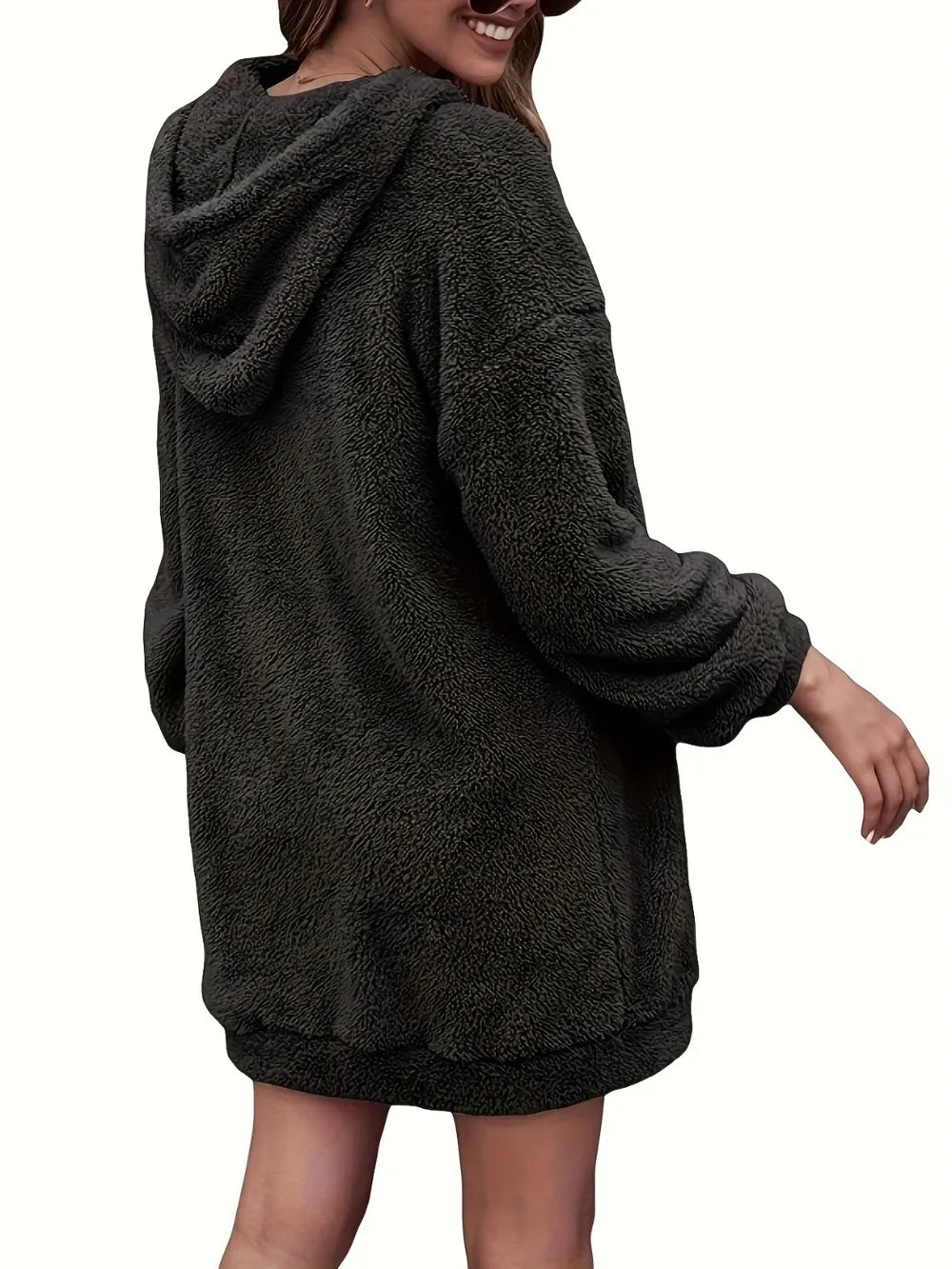 Half Zip Dropped Shoulder Oversized Hoodie (2)