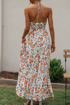 Floral Halter Neck Tiered Maxi Dress (7)