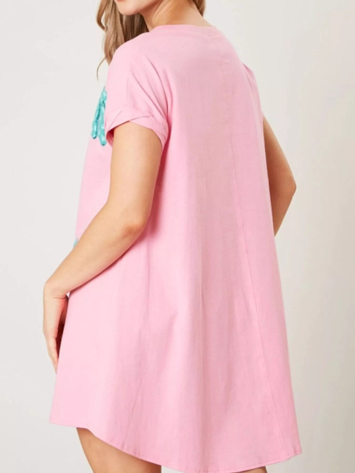 Sequin Short Sleeve Summer Tee Dress (4)