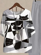 Printed Half Sleeve Top Pants Set (18)
