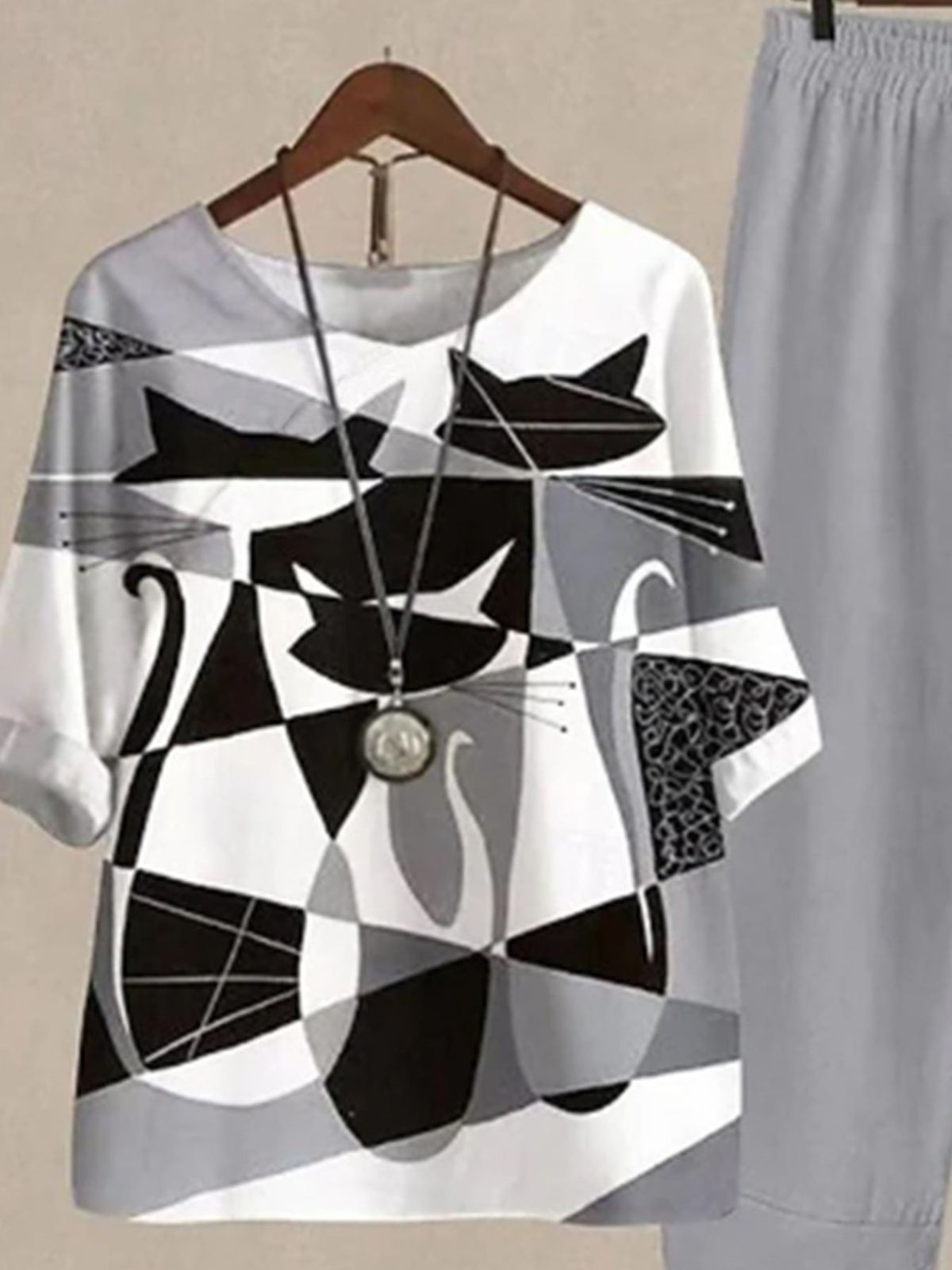 Printed Half Sleeve Top Pants Set (18)