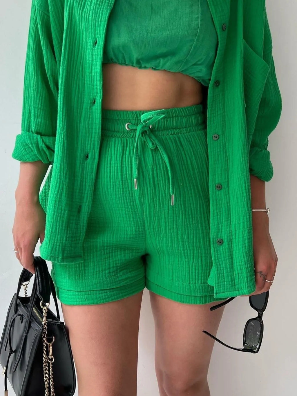 Button Up Shirt Shorts Set (14)