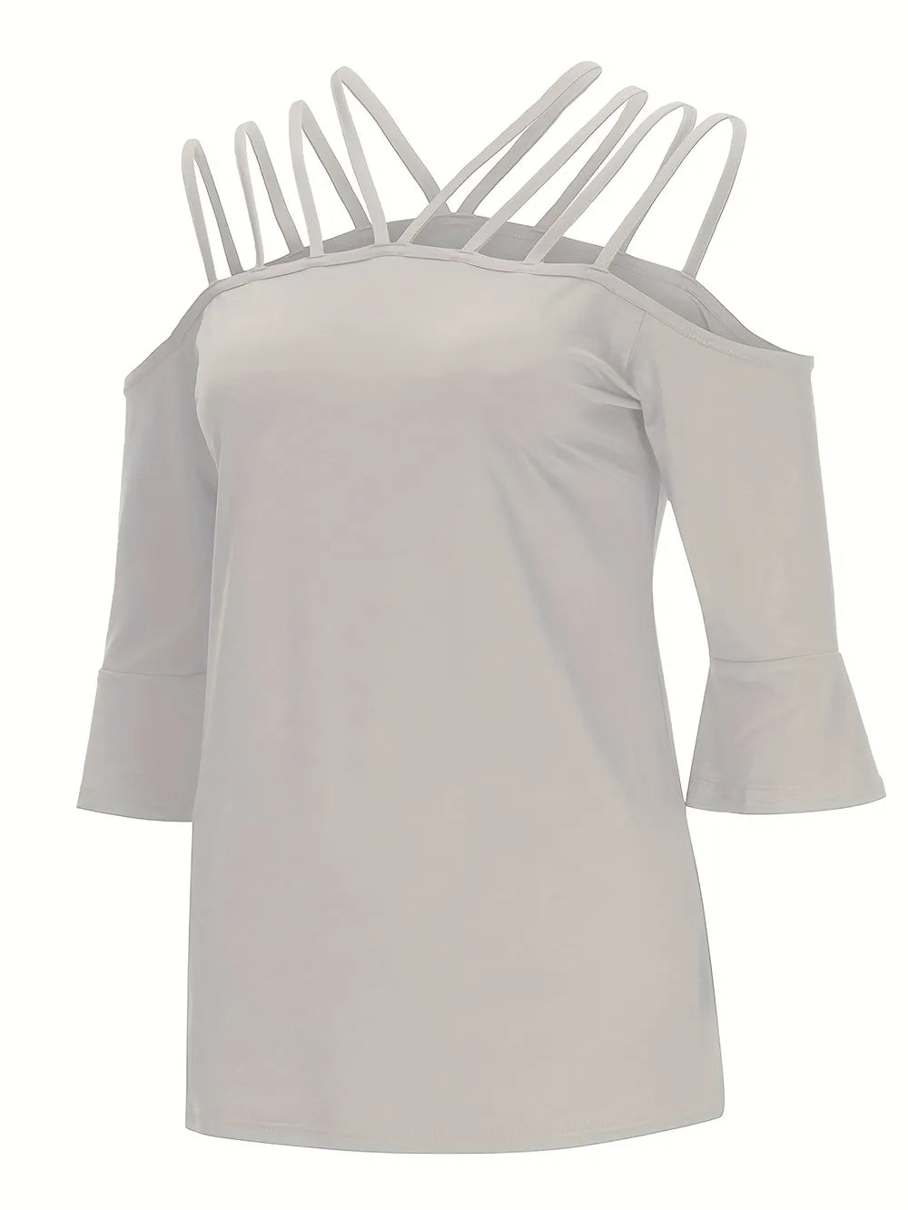 Full Size Cold Shoulder Three-quarter Sleeve Blouse (8)