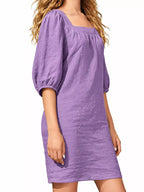 Square Neck Puff Sleeve Mini Dress (30)