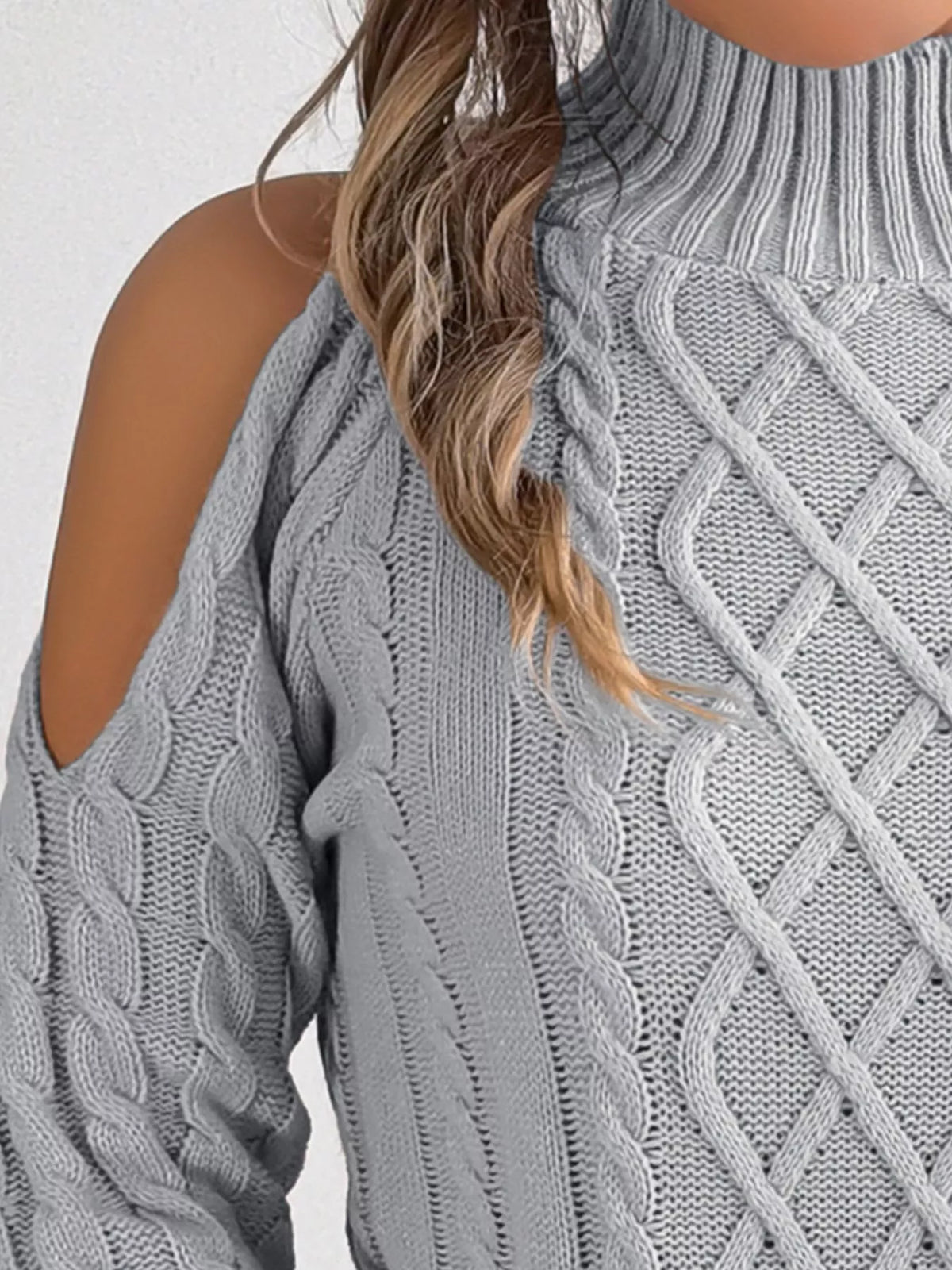 Cold-shoulder Cable Knit Sweater (14)