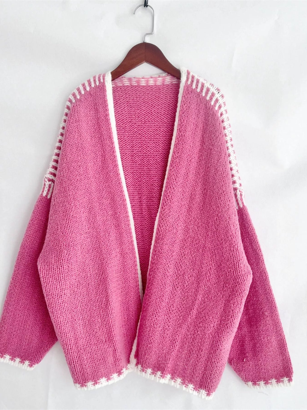 Contrast Trim Open Front Cardigan (2)
