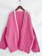 Contrast Trim Open Front Cardigan (2)