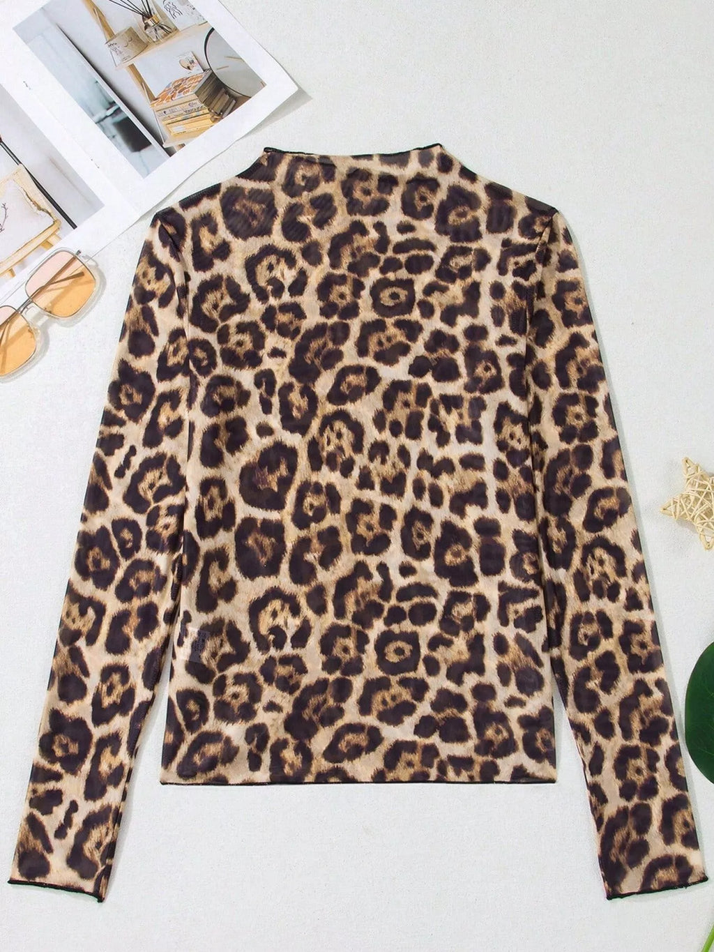 Printed Mesh Long Sleeve Slim Fit Top (15)
