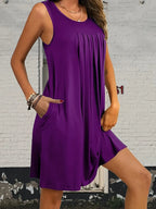 Flowy Pleated Tank Dress Pockets (16)