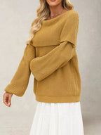 Off-shoulder Long Sleeve Sweater (2)