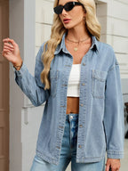 Button Up Dropped Shoulder Denim Jacket (12)
