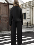Half Zip Sweatshirt Wide-leg Pants Set (13)