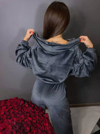 Zip Up Hoodie Wide-leg Pants Set (9)